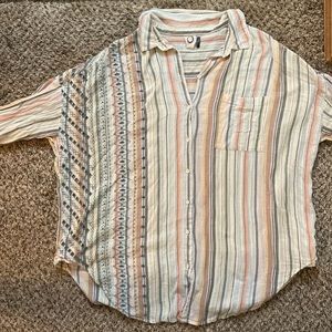 Anthropologie (Akemi & kin) Striped Blouse with cutout embroidered design
